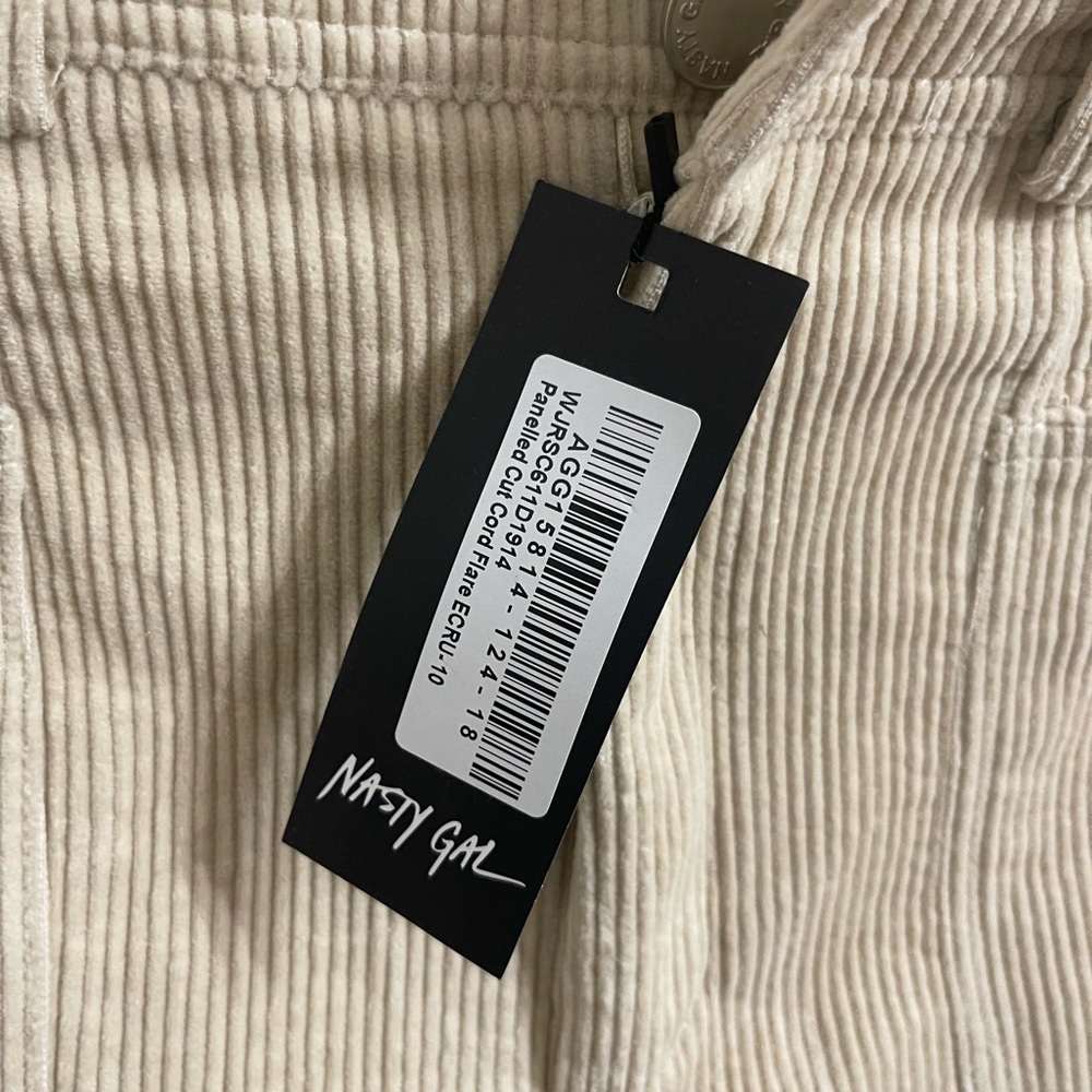 Womens Nasty Gal Panelled Cut Corduroy Flared Pants‎ Cream Colored size 6 - Picture 2 of 4